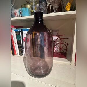 Smoky Amethyst Glass Vase 14” Modern Decorative Bottle Vase